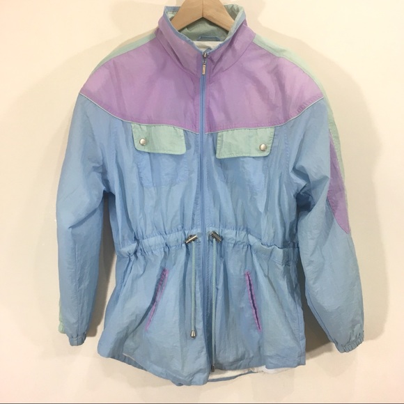 Vintage Jackets & Blazers - Vntg 90s Windbreaker Pastel Oversized Medium